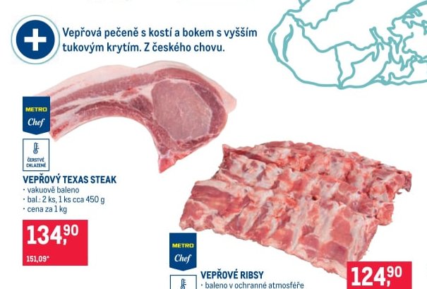 Vepřová pečeně s kostí a bokem s vyšším tukovým krytím