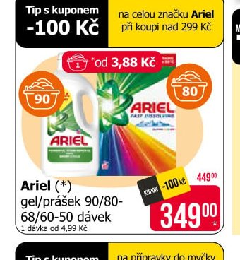 Ariel gel/prášek 90/80/68/60-50 dávek
