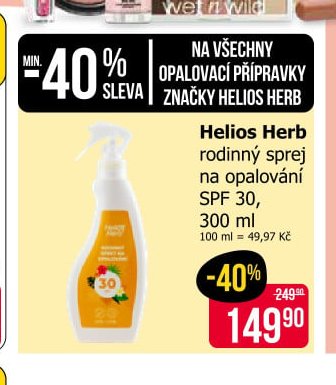 Helios Herb rodinný sprej na opalování SPF 30, 300 ml