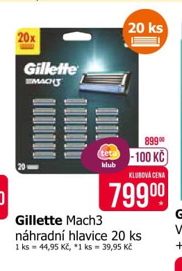 Gillette Mach3 náhradní hlavice 20 ks