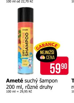 Ameté suchý šampon 200 ml, různé druhy