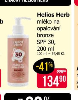 Helios Herb mléko na opalování bronze SPF 30, 200 ml
