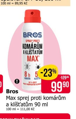 Bros Max sprej proti komárům a klíšťatům 90 ml