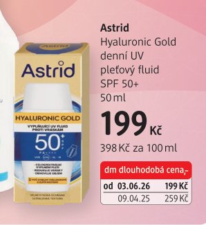 Astrid Hyaluronic Gold denní UV pleťový fluid SPF 50+ 50 ml