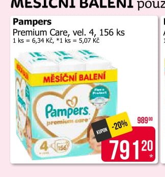 Pampers Premium Care, vel. 4, 156 ks