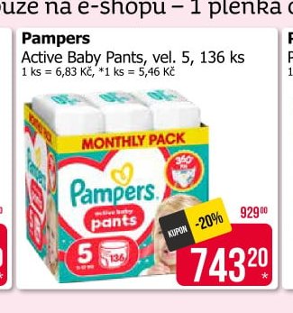 Pampers Active Baby Pants, vel. 5, 136 ks