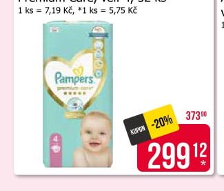Pampers Premium Care, vel. 4, 52 ks