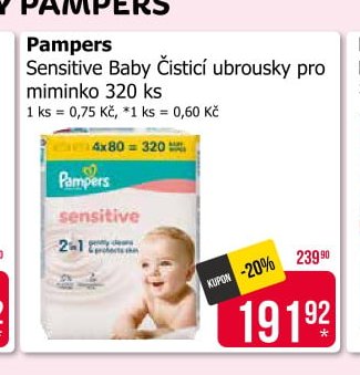 Pampers Sensitive Baby Čisticí ubrousky pro miminko 320 ks