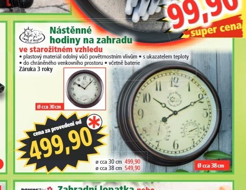 Nástěnné hodiny na zahradu