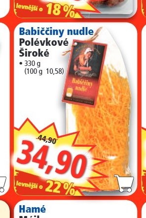 Babiččiny nudle Polévkové široké