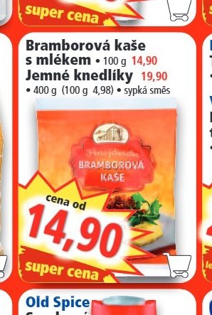 Bramborová kaše s mlékem Jemné knedlíky