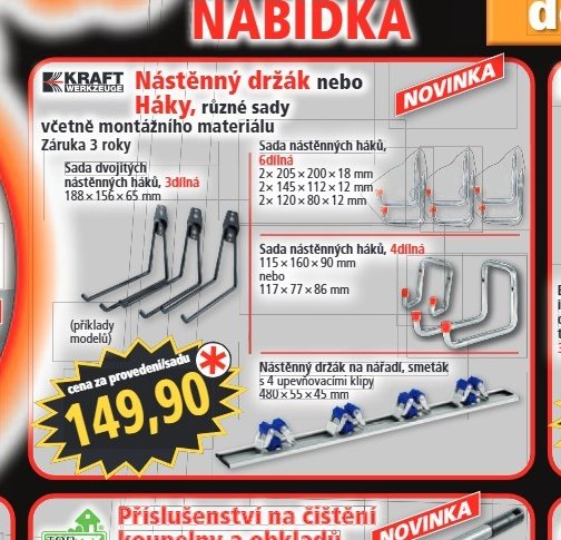 Nástěnný držák nebo háky