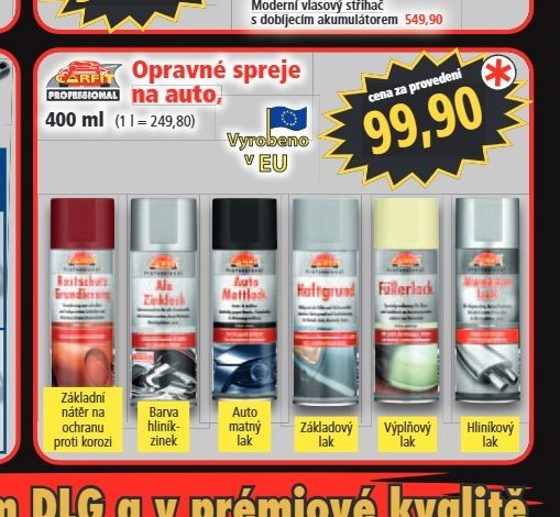 Opravné spreje na auto