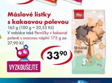 Máslové lístky s kakaovou polevou
