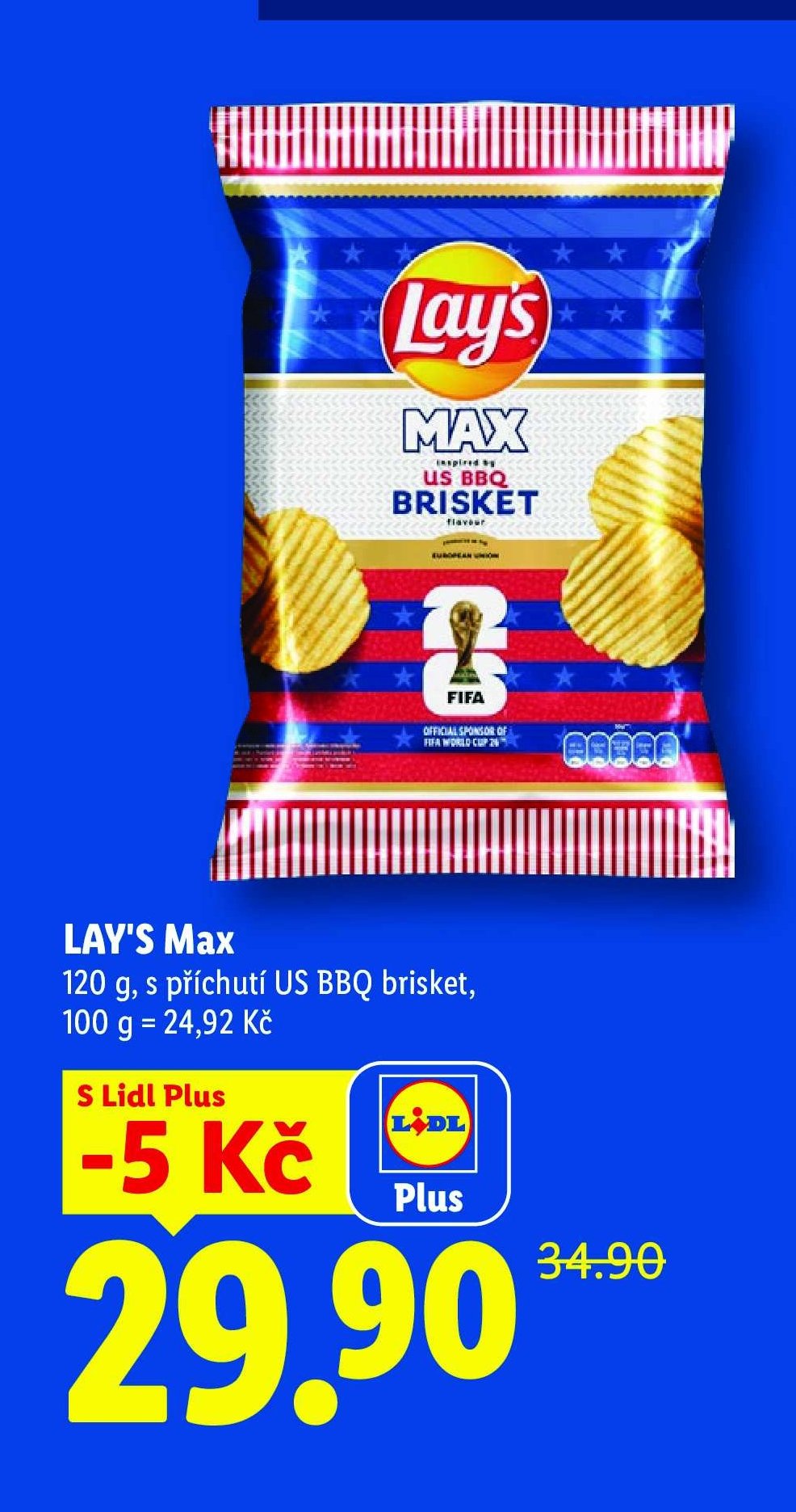 LAY'S Max 120 g, s příchutí US BBQ brisket