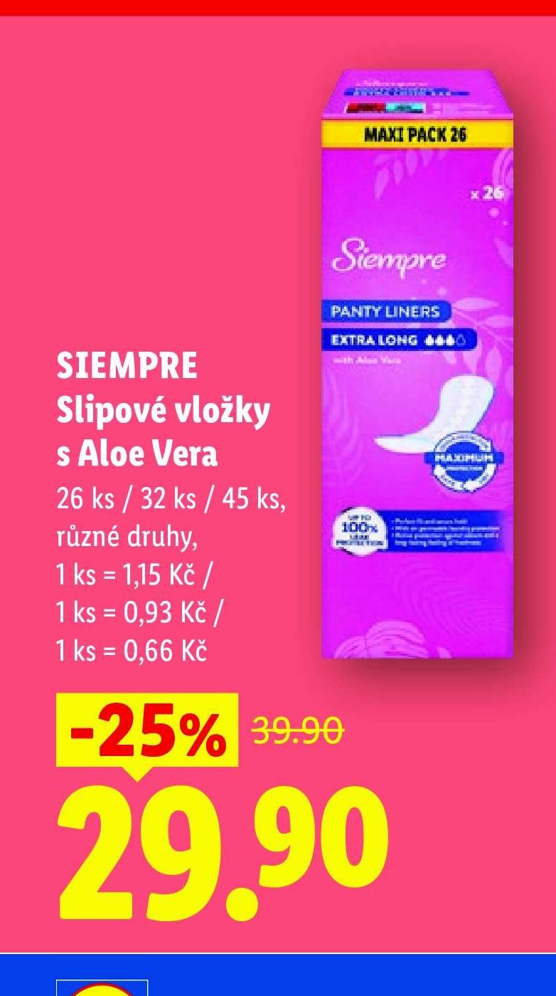SIEMPRE Slipové vložky s Aloe Vera
