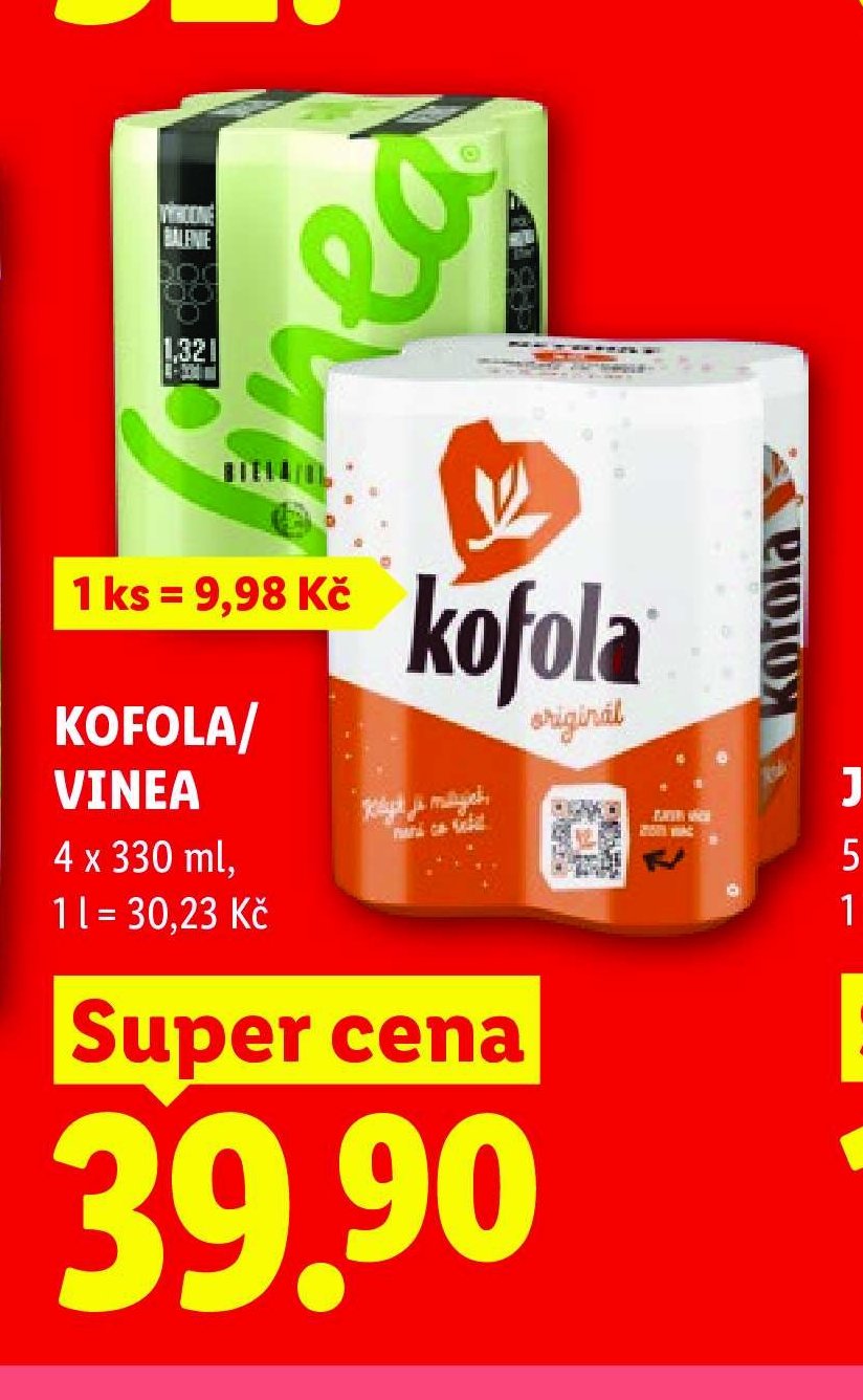 KOFOLA/VINEA 4 x 330 ml, 1 l = 30,23 Kč