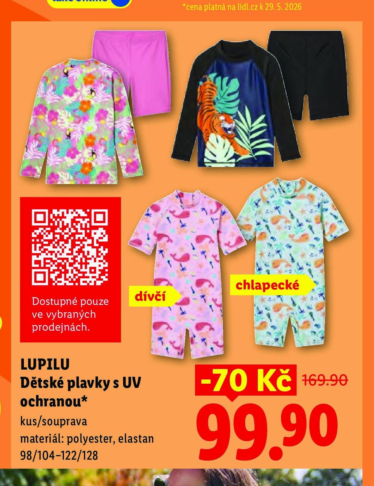 LUPILU Dětské plavky s UV ochranou