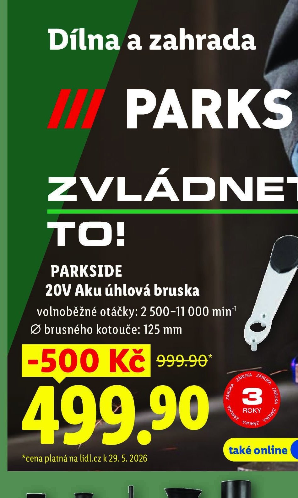 PARKSIDE 20V Aku úhlová bruska