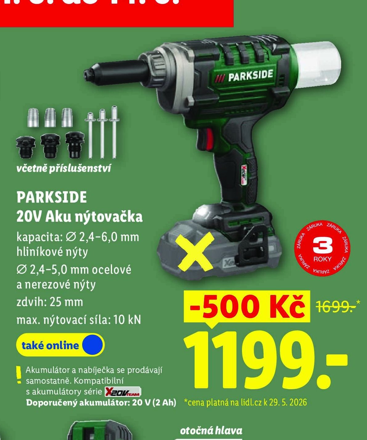 PARKSIDE 20V Aku nýtovačka