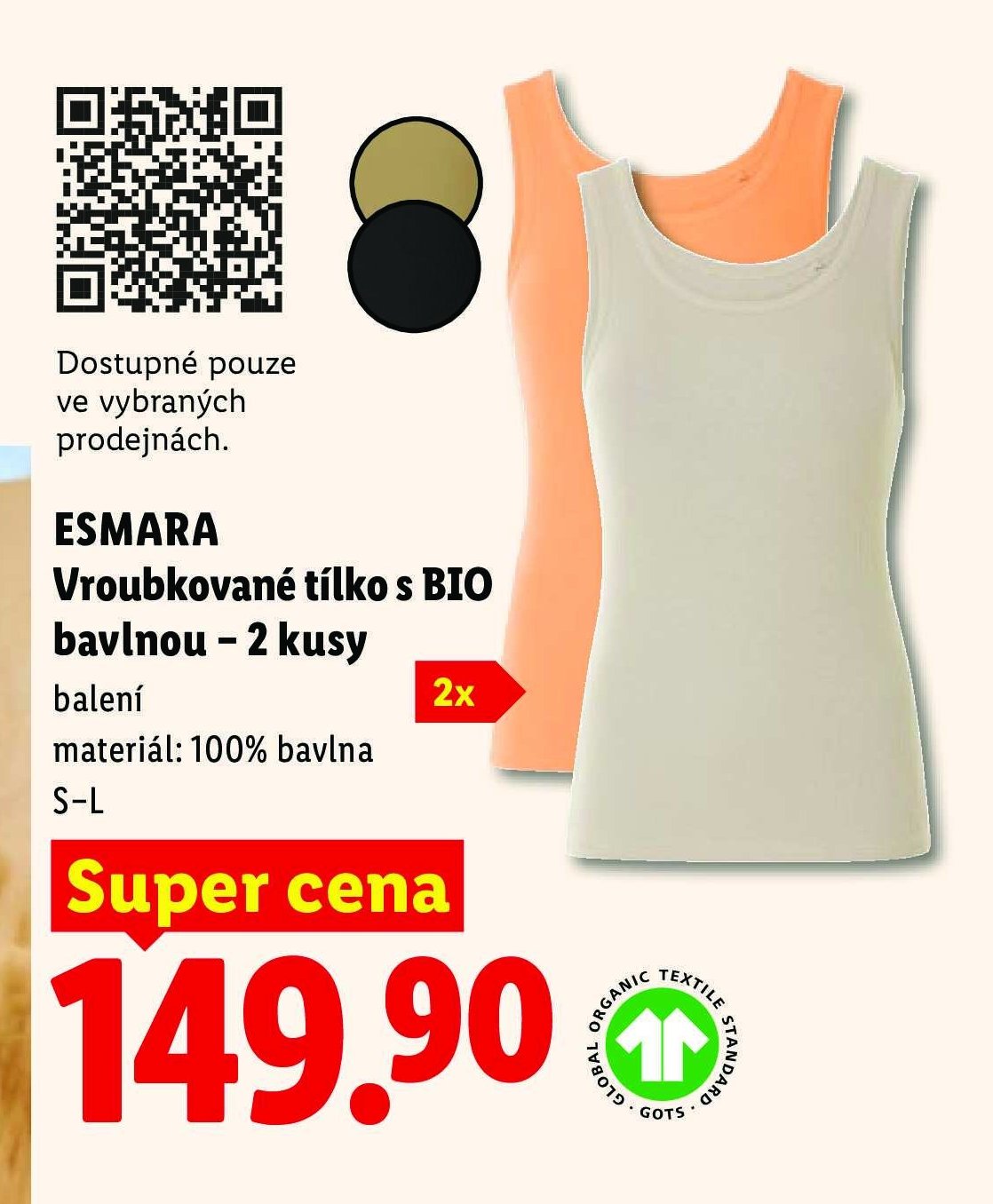 ESMARA Vroubkované tílko s BIO bavlnou – 2 kusy
