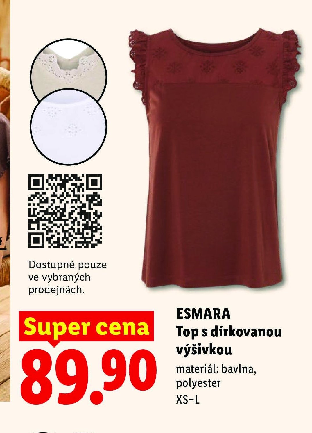 ESMARA Top s dírkovanou výšivkou