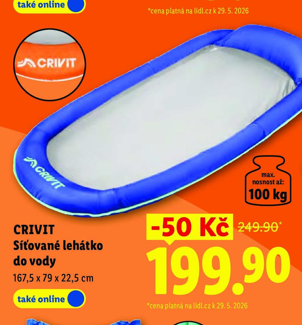 CRIVIT Síťované lehátko do vody