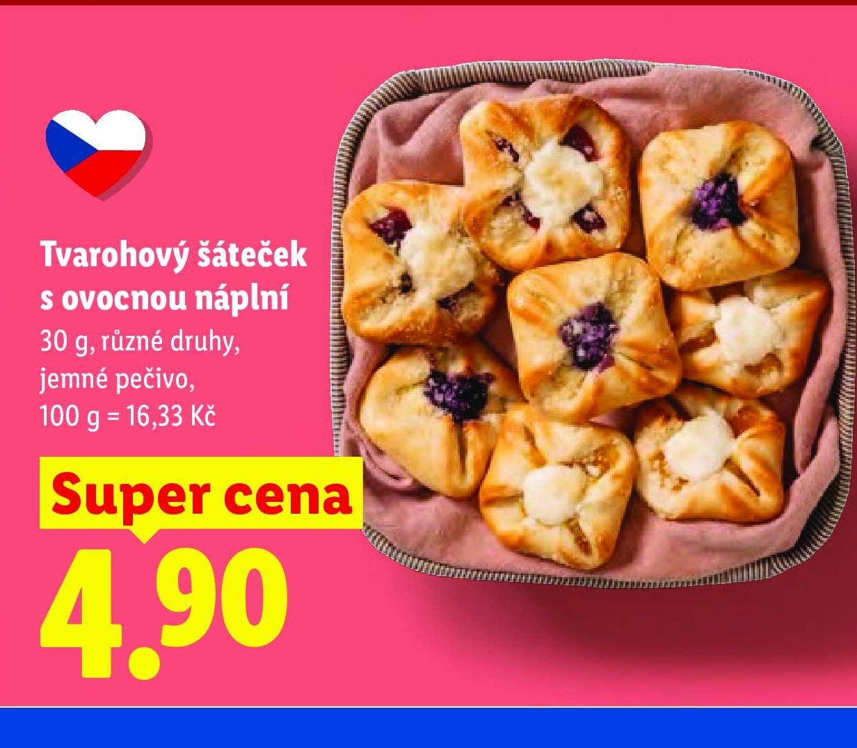 Tvarohový šáteček s ovocnou náplní