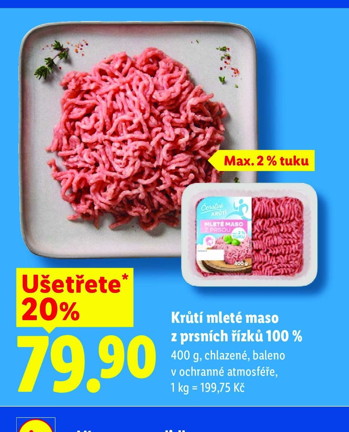 Krůtí mleté maso z prsních řízků 100%