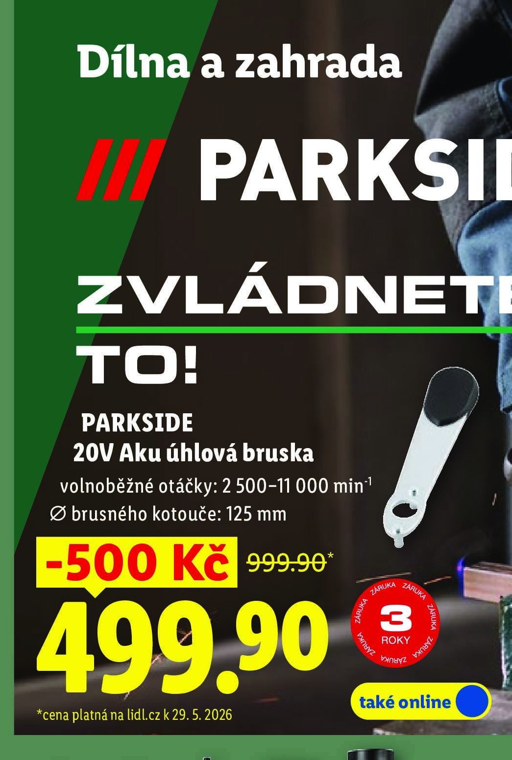 PARKSIDE 20V Aku úhlová bruska