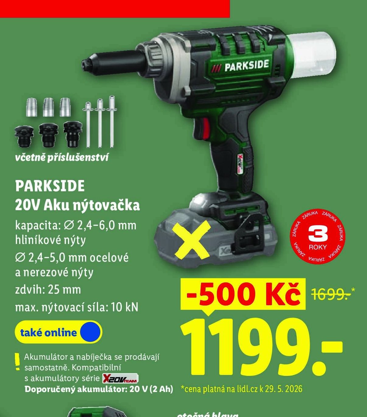 PARKSIDE 20V Aku nýtovačka