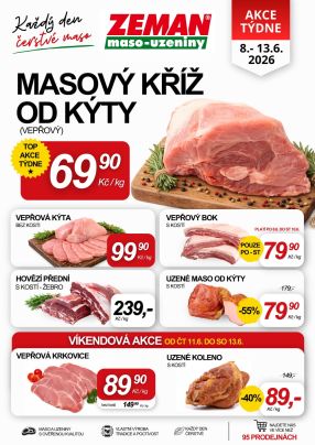 akční leták ZEMAN maso - uzeniny 8.6.2026-13.6.2026