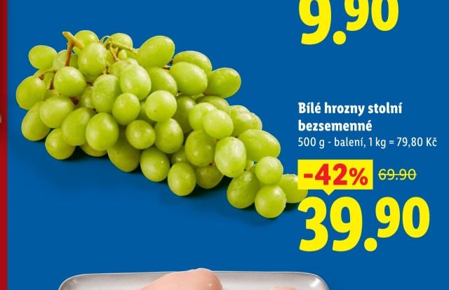 Bílé hrozny stolní bezsemenné