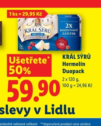 KRÁL SÝRŮ Hermelín Duopack
