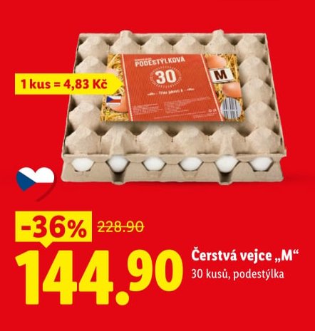 Čerstvá vejce „M“ 30 kusů, podestýlka