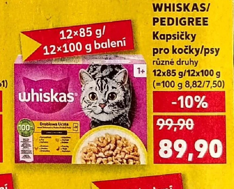 WHISKAS / PEDIGREE Kapsičky pro kočky/psy