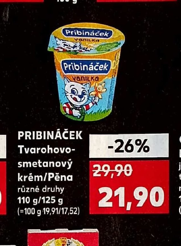 PRIBINÁČEK Tvarohovo-smetanový krém/Pěna