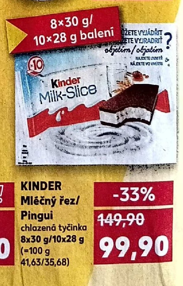KINDER Mléčný řez / Pingui