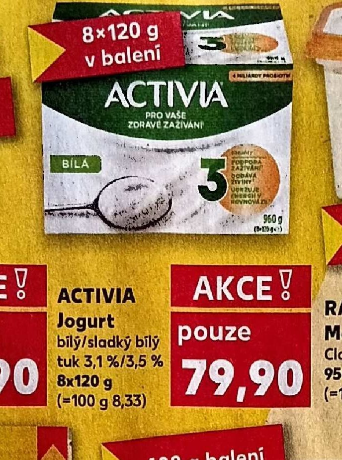 Activia jogurt bílý/sladký bílý 8x120g