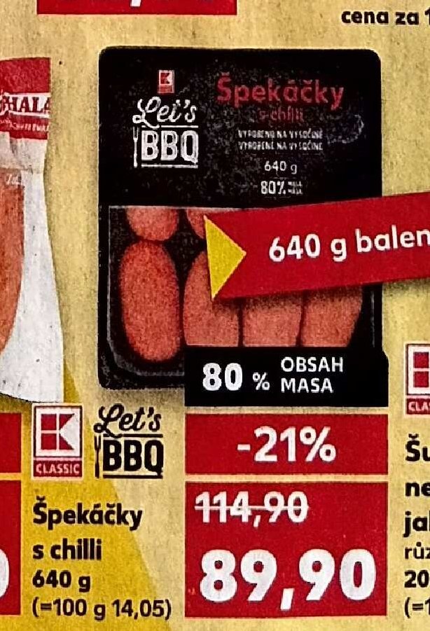 Let's BBQ špekáčky s chilli 640g