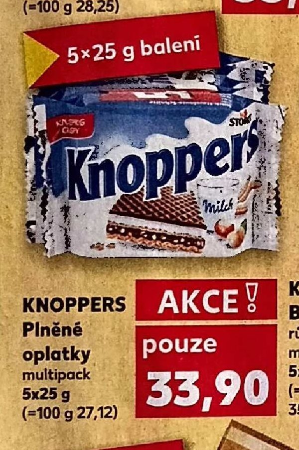 Knoppers Plněné oplatky 5x25 g