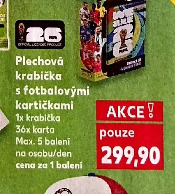 Plechová krabička s fotbalovými kartičkami