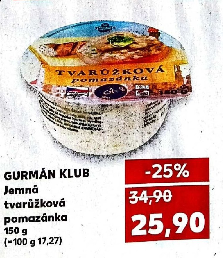 GURMÁN KLUB Jemná tvarůžková pomazánka
