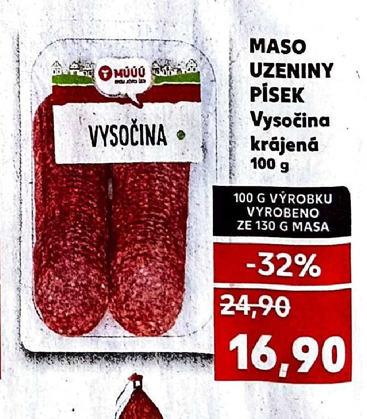 MASO UZENINY PÍSEK Vysočina krájená