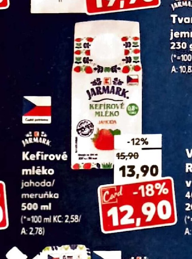Jarmark Kefírové mléko jahoda/meruňka 500 ml