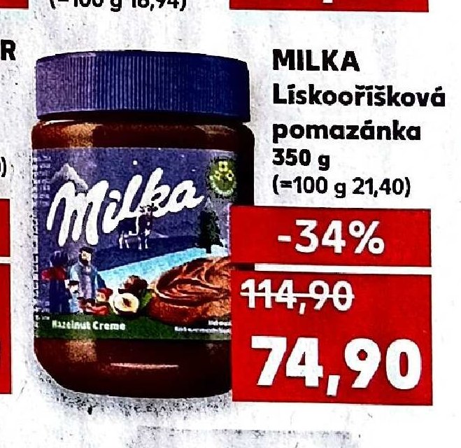 Milka Lískooříšková pomazánka