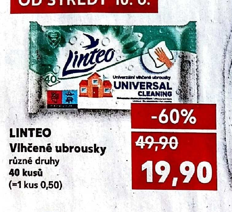 LINTEO Vlhčené ubrousky různé druhy 40 kusů