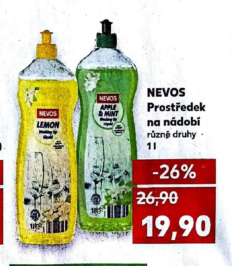 NEVOS Prostředek na nádobí různé druhy 1 l