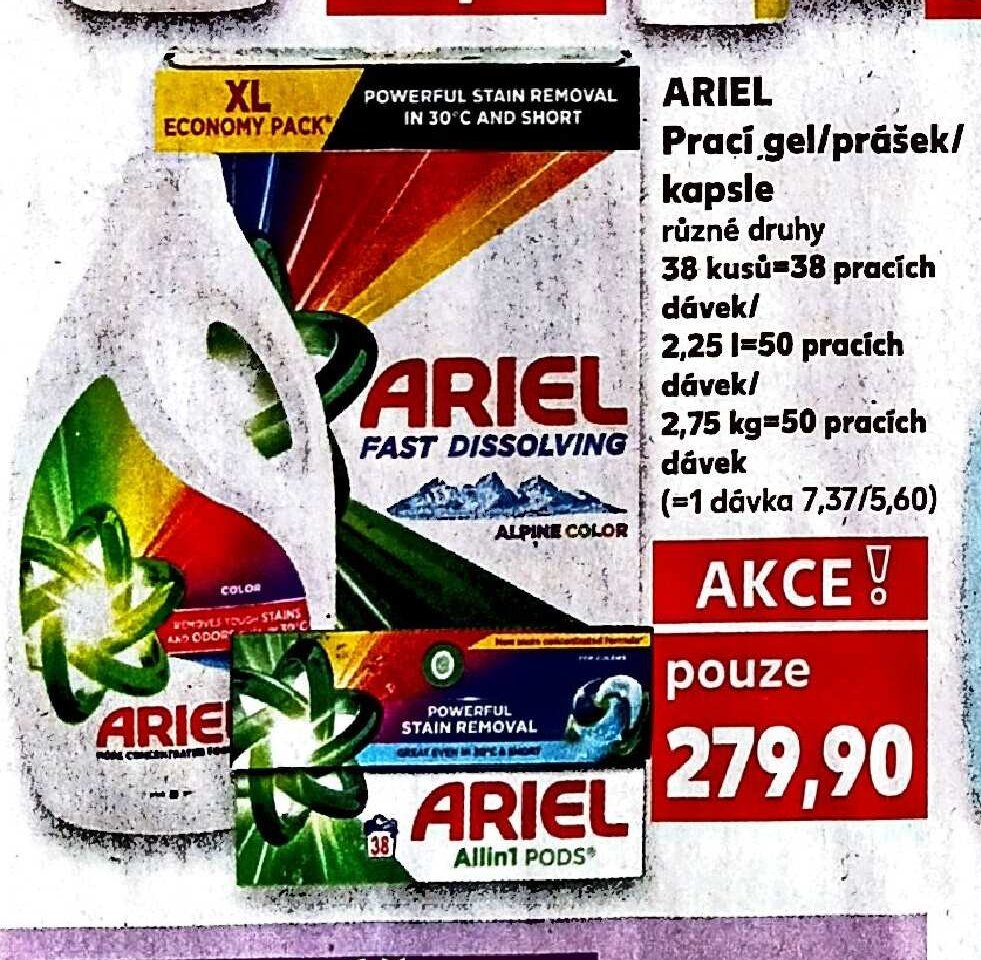 ARIEL Prací gel/prášek/kapsle různé druhy
