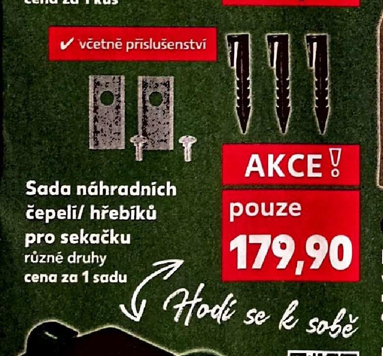 Sada náhradních čepelí/hřebíků pro sekačku